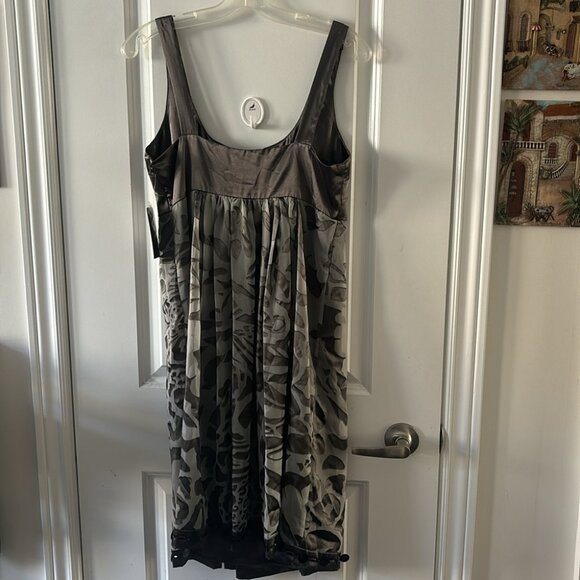 Nicole Miller cocktail dress womens 8 gray abstract satin trim side zip lined - Picture 8 of 11